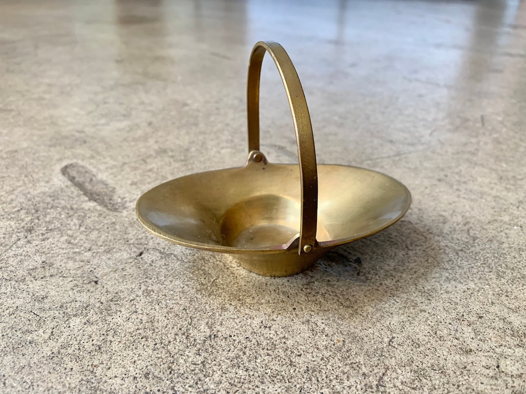 FOUND : Vintage Solid BRASS BASKET With Handle - for Storing Treasures ...