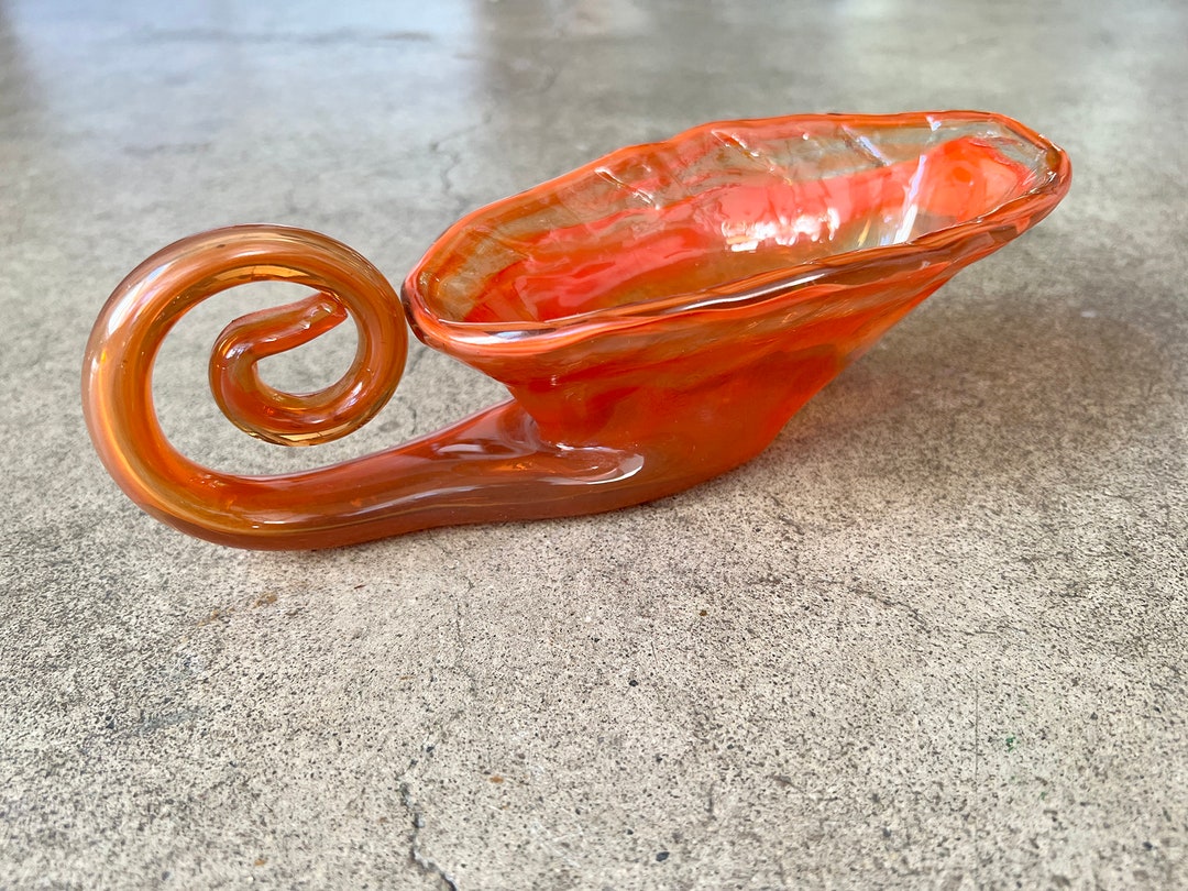 FOUND Groovy Vintage BLOWN GLASS Gravy Boat, Candy Dish, Serving Bowl