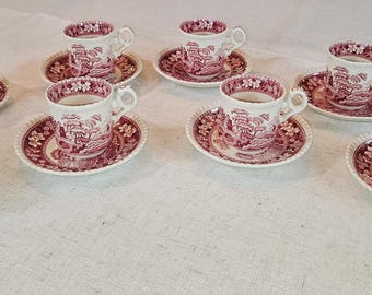 Spode Pink Tower Demitasse Set