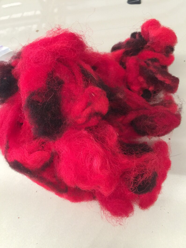 1 ounce of Red Variegated Jacob Sheep wool image 4