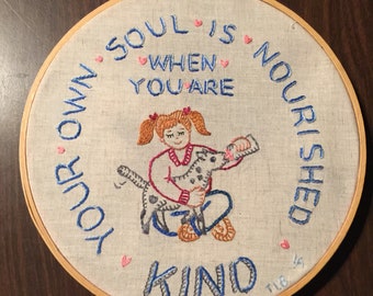 Kind Soul & Bummer crewel embroidery pattern
