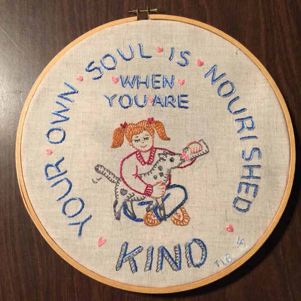 Kind Soul & Bummer crewel embroidery pattern