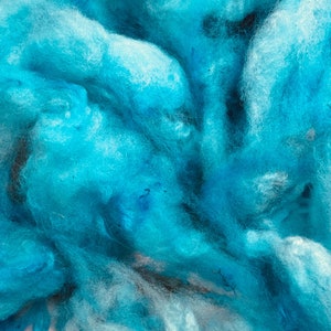 1 ounce of Turquoise Variegated Jacob Sheep wool