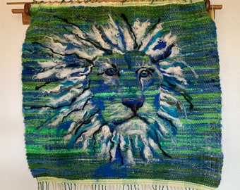 THE LION WAKES wool wall hanging