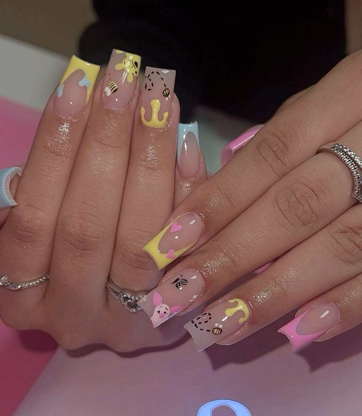 Disney inspired Presson Nails/  pooh bear pressons/ Winnie the Pooh Presson Nails/ Winnie The Pooh Disney Presson Nails