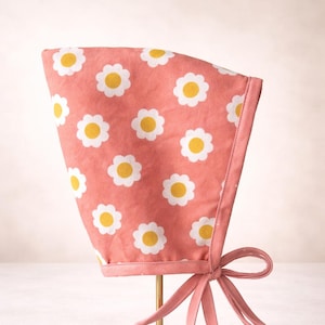 Floral Reversible Daisy Polka Dot Cotton Pixie Gnome Baby Bonnet Hat Spring Summer Baby Toddler Child