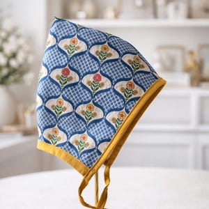 Floral Reversible Geometric Scandanavian Nordic Print Cotton Pixie Gnome Baby Bonnet Hat Spring Summer Baby Toddler Child Sizes