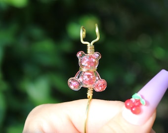 Sigarettenhouder teddybeer | Rookring | Roze pailletten