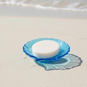 Translucent Blue Seashell Resin Dish, Coastal Bathroom Decor, Handmade Ring Holder