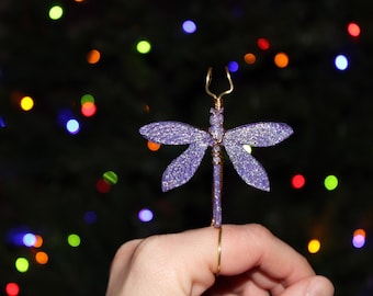 Dragonfly Cigarette Holder | Adjustable Tip | Smoke Ring | Gifts For Smokers | Purple Glitter Wings