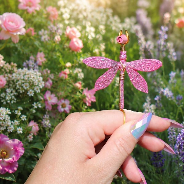 Dragonfly Cigarette Holder | Adjustable Tip | Smoke Ring | Gifts For Smokers | Pink Glitter Wings