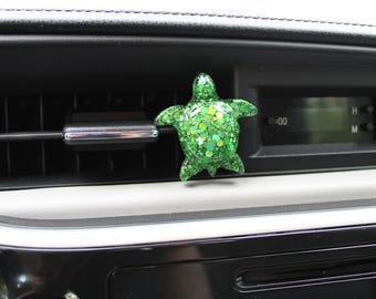 Green Turtle Car Vent Clip | Glitter Sea Turtle Car Decor | Cute Ocean Car Accessory | Beachy Car Decor