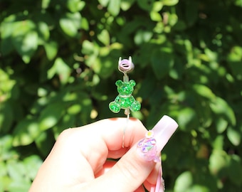 Teddy Bear Cigarette Holder | Smoke Ring | Green Sequins