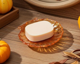 Handmade Autumn Resin Seashell Dish, Fall Coastal Bathroom Decor, Trinket Tray