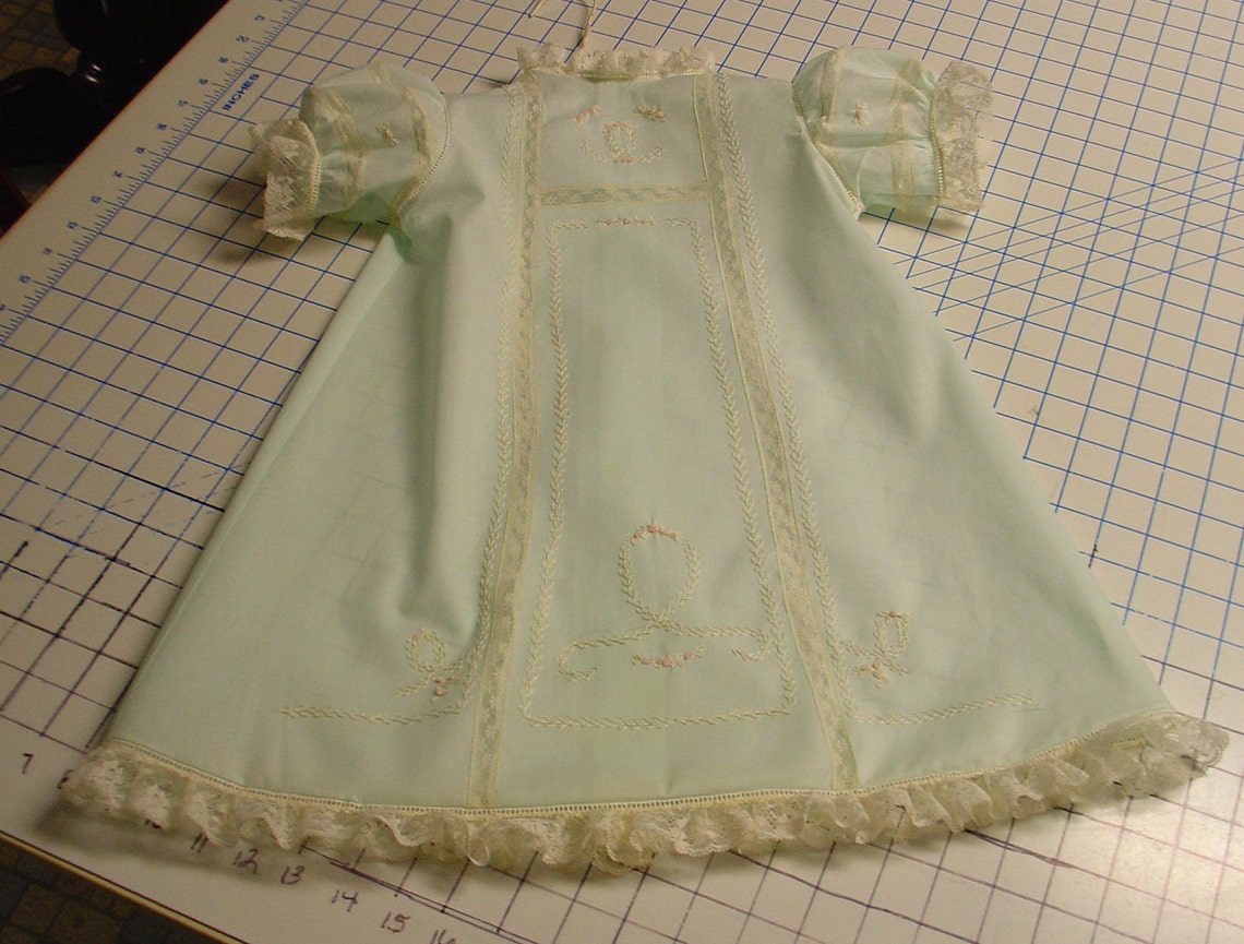 Heirloom baby dress lt.green/ecru size 18 months hand Etsy