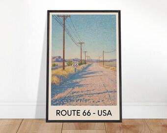 Van Gogh Style Pointillist Poster – Route 66, USA Travel Print | Wall Art | Up to 24x36&quot;