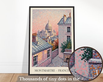 Van Gogh Style Pointillist Poster – Montmartre, Paris, France Travel Print | Wall Art | Up to 24x36&quot;