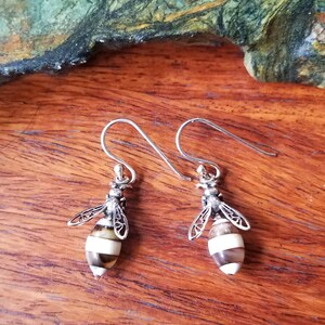 Handmade Baltic Amber Bee Earrings