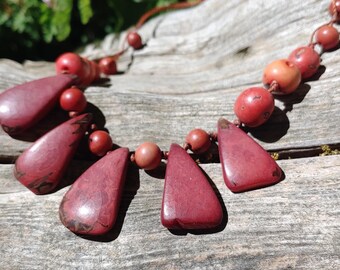 Gorgeous Vintage Handmade Carved Tagua Nut Necklace from Equador