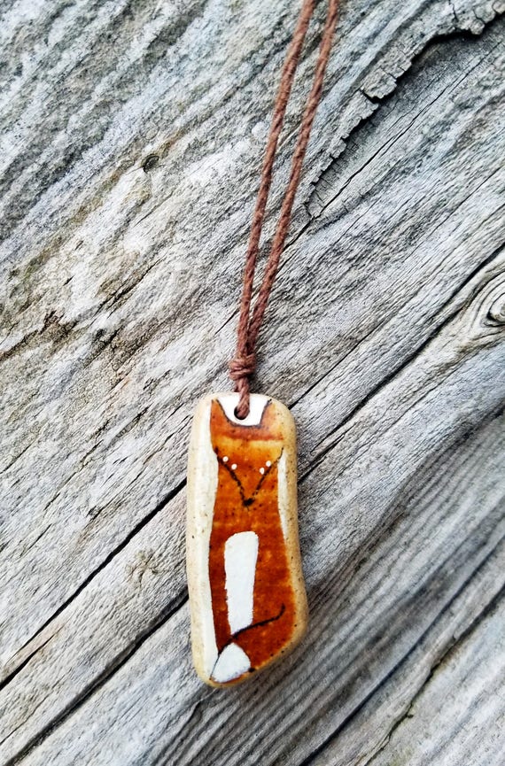 Hand-painted Fox Necklace on Beach Ceramics