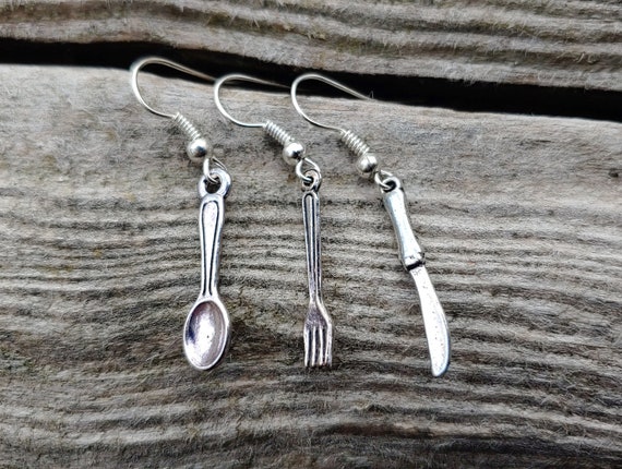 Handmade Sterling Silver Silverware Earrings - image 3