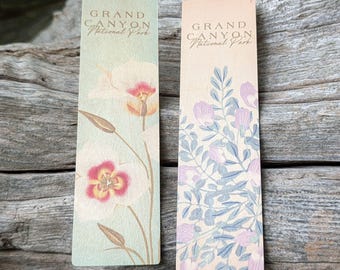 Set of 2 Vintage The Grand Canyon National Park Botanical Wooden Bookmarks