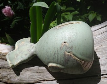 Beautiful Handmade Ceramic Whale Piggy Bank