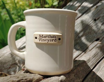Lovely Handmade Martha's Vineyard Cream Ceramic Mug