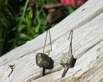 Handmade Pyrite and Sterling Silver Earrings