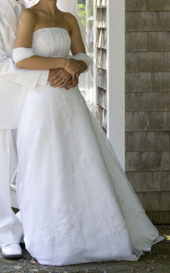 Vintage Floral Wedding Dress Size 4 - image 2
