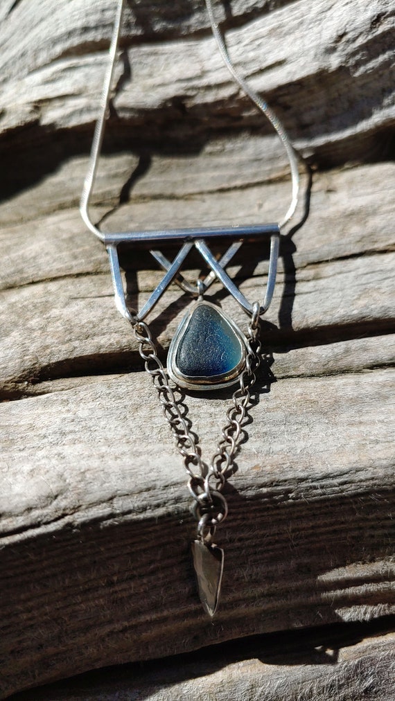 Gorgeous Cobalt Sea Glass and Sterling Silver Nec… - image 6