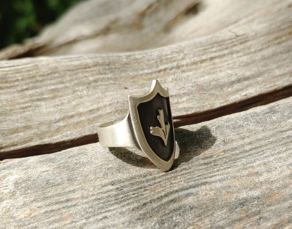 Handmade Sterling Silver Sage Brush Shield Ring b… - image 9