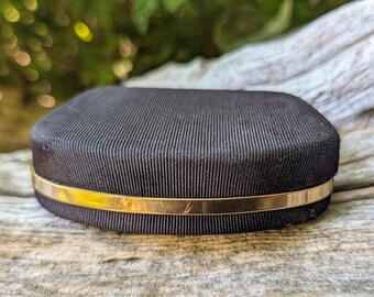 Elegant Vintage Black Silk and Gold Jewelry Presentation Box