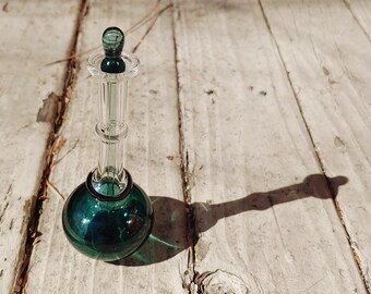 Hand-blown Venetian Teal Glass Perfume Bottle