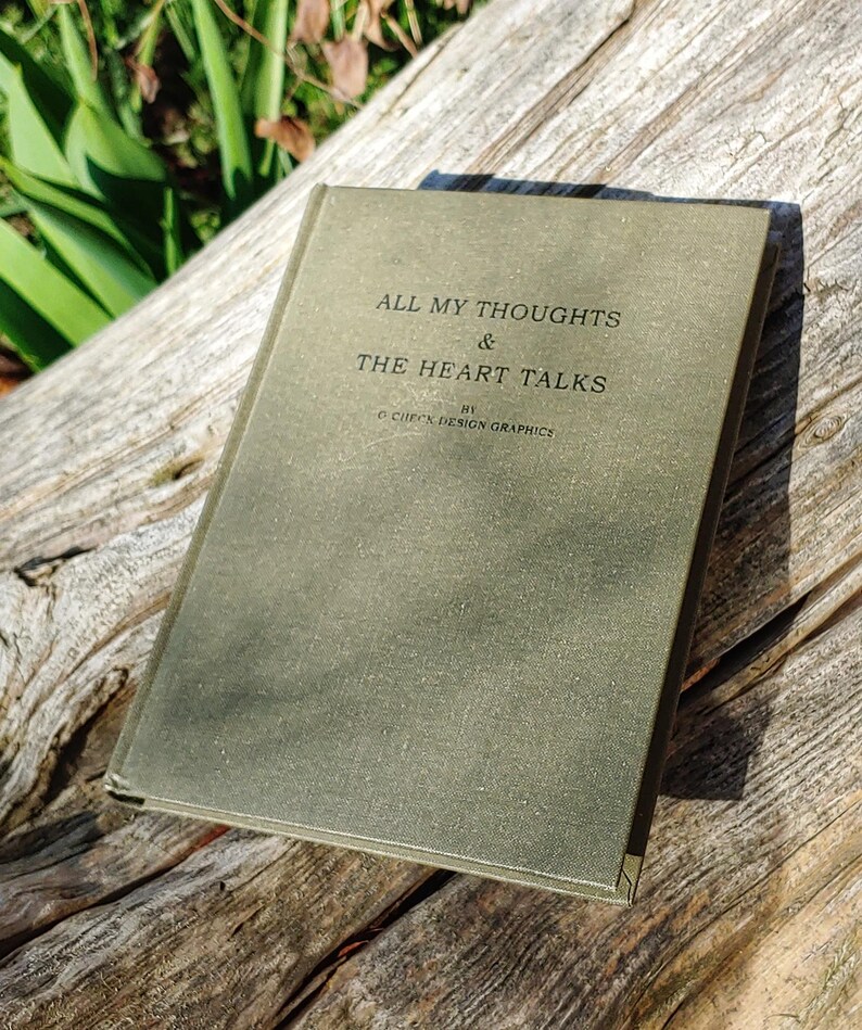 Cuaderno rayado "All my Thoughts and Heart Talks" completamente nuevo con una hermosa tapa dura de estilo vintage de Anthropologie. imagen 2