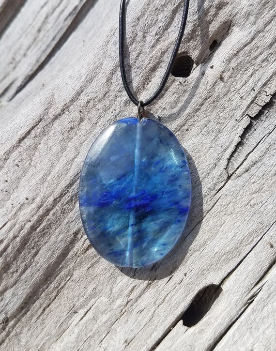 Lovely Handmade Blue Glass Necklace - image 4