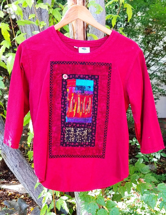 Handmade Artistic Quilted Red Blouse Women's X-small - Etsy Handmade Artistic Quilted Red Blouse Women's X-small - Etsy
