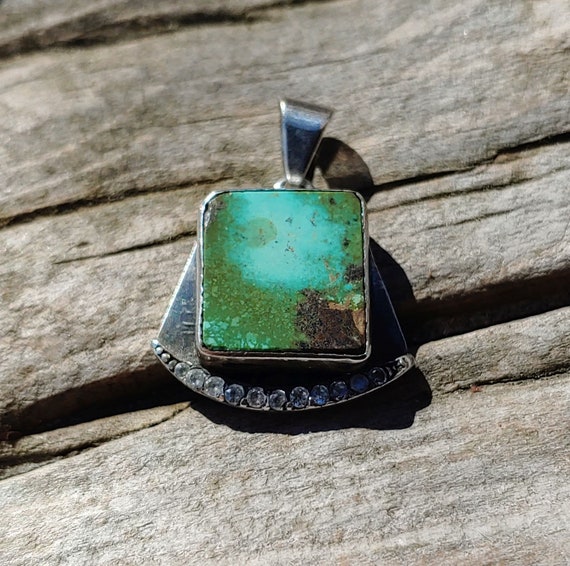 Vintage Turquoise and Sterling Silver Pendant from Turkey