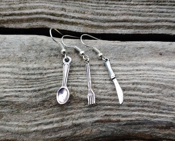 Handmade Sterling Silver Silverware Earrings - image 4