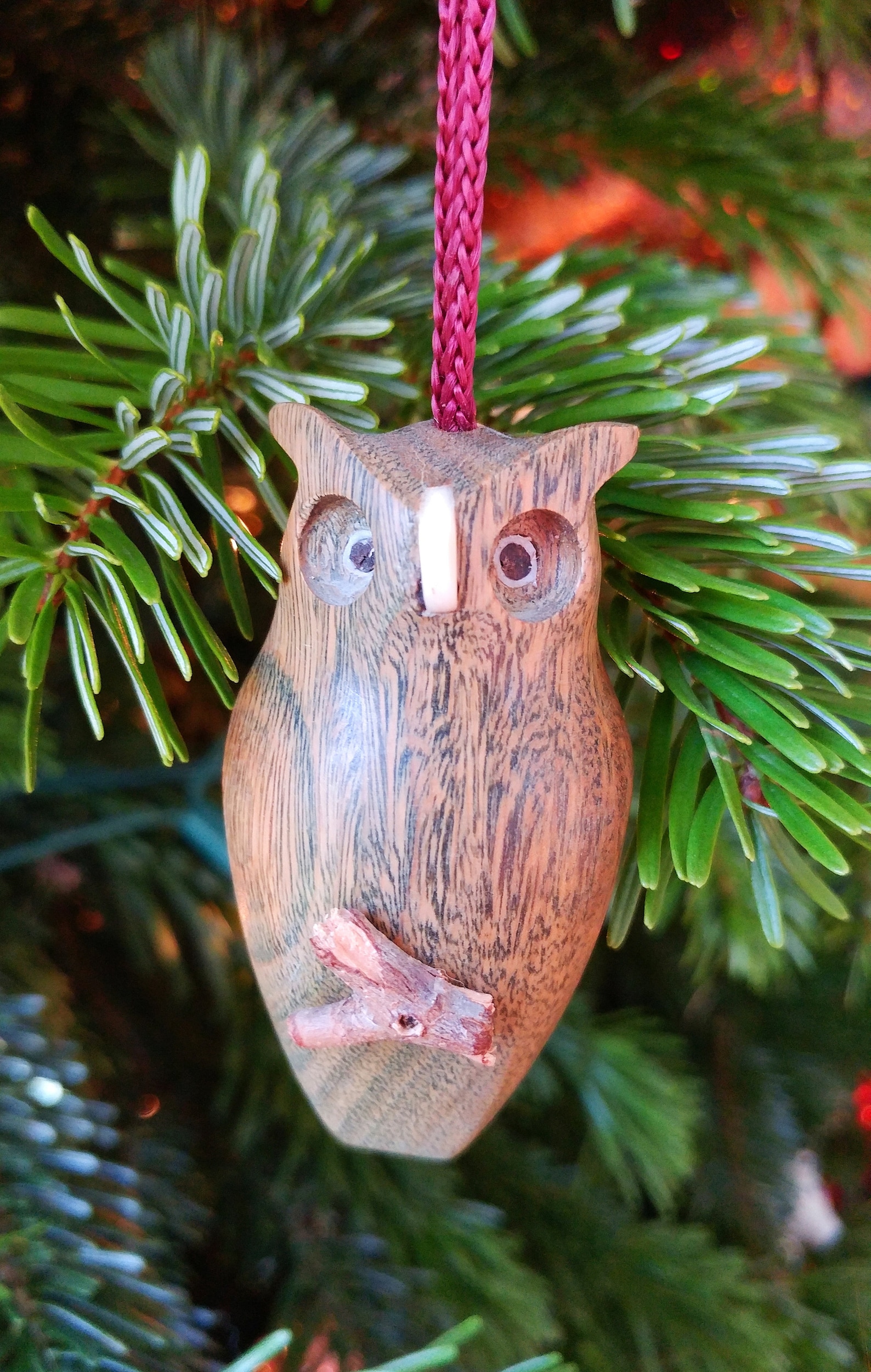 Handmade Wooden Owl Christmas Ornament Etsy