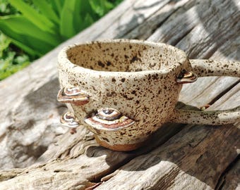 Stunning Hanmade Ceramic Shelf Fungus Small Mug (Espresso Cup or Tea Cup) - Signed