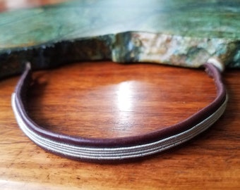 Handmade Sterling Silver, Leather, and Antler Bracelet