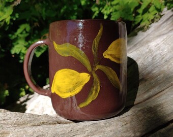 Beautiful Handmade Ceramic Lemon Branch Mug - Signed