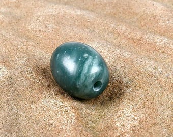 Stormy Seas Bead - Hand Carved Jadiete Bead (RARE Blue Green Guatemalan Jade)