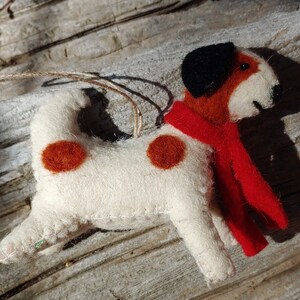 Handmade Wool Felt Dog Christmas Tree Ornament