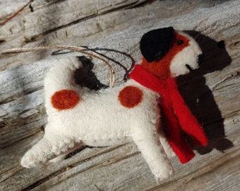 Handmade Wool Felt Dog Christmas Tree Ornament