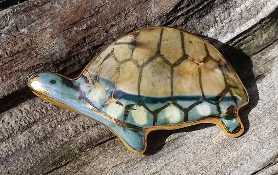 Handmade Porcelain Turtle Brooch - image 2