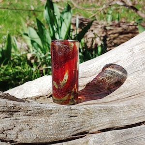 Handblown Red and Clear Glass Bud Vase