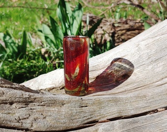 Handblown Red and Clear Glass Bud Vase