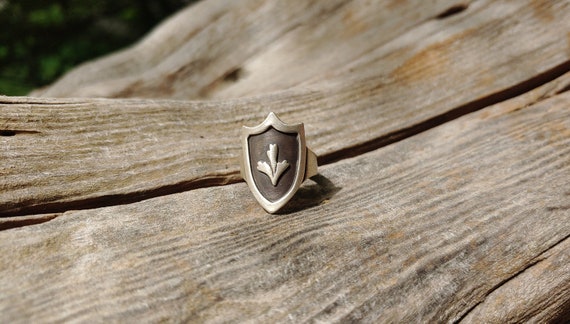 Handmade Sterling Silver Sage Brush Shield Ring b… - image 10